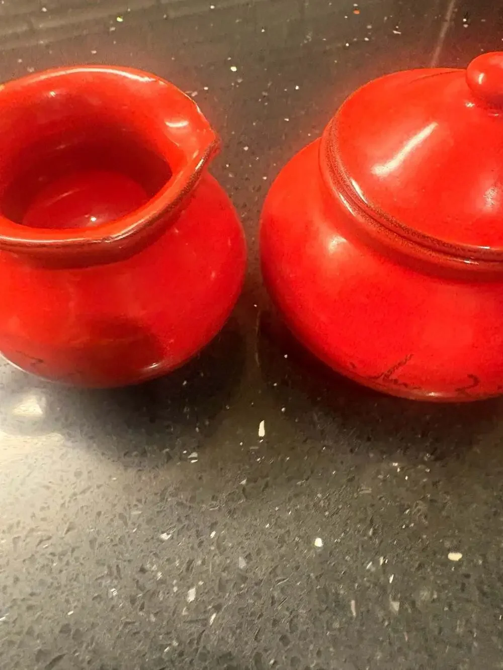 Mamma Ro Italian Red Pottery 4-Piece Creamer Sugar & Salt Pepper Set